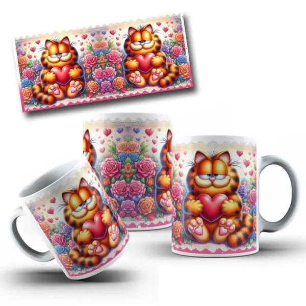 Coleção Garfield Romântico Canecas - Ideal para Sublimação