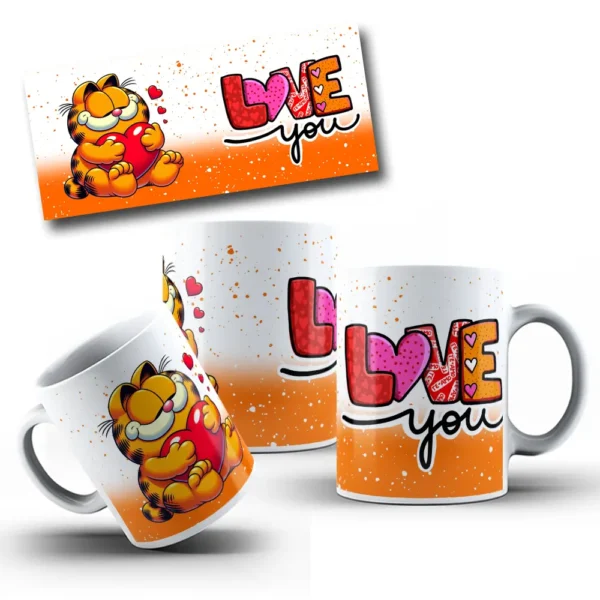 Coleção Garfield Romântico Canecas - Ideal para Sublimação