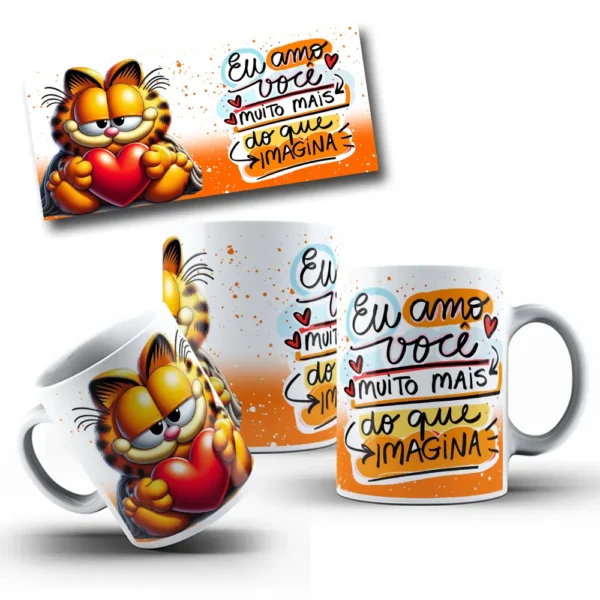 Coleção Garfield Romântico Canecas - Ideal para Sublimação