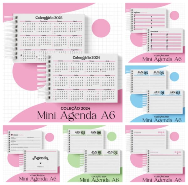 Coleção Mini Agenda A6 - Arquivo Digital