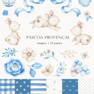 Coleção Temática Páscoa Provençal Aquarela - Arquivos PNG