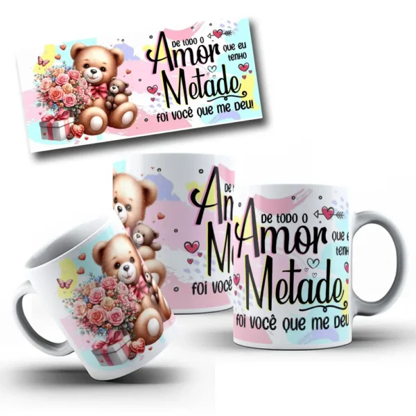 Coleção Ursinhos de Amor: Artes Canecas do Dia dos Namorados