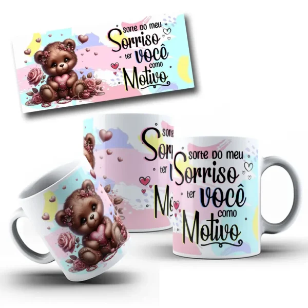 Coleção Ursinhos de Amor: Artes Canecas do Dia dos Namorados
