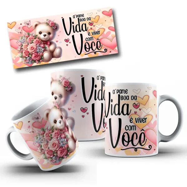 Coleção Ursinhos de Amor: Artes Canecas do Dia dos Namorados