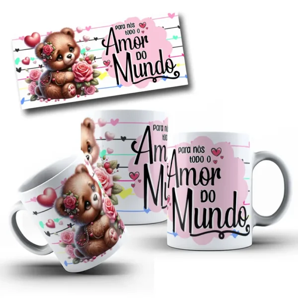 Coleção Ursinhos de Amor: Artes Canecas do Dia dos Namorados