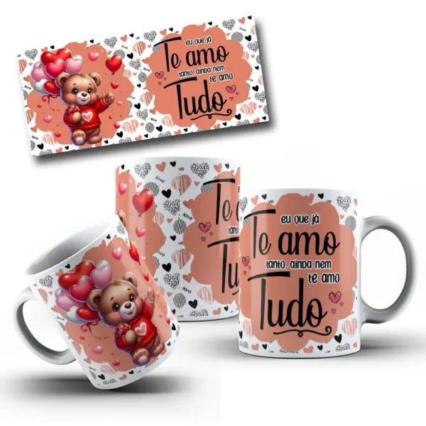 Coleção Ursinhos de Amor: Artes Canecas do Dia dos Namorados