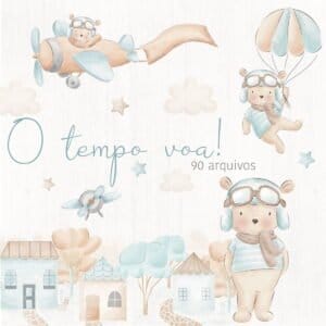 Coleção Urso Aviador Em Aquarela Ilustrações Png Sem Fundo