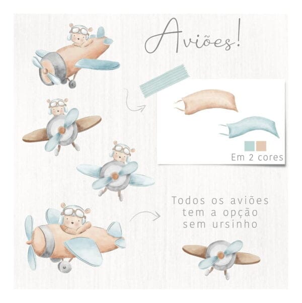 Coleção Urso Aviador Em Aquarela Ilustrações Png Sem Fundo