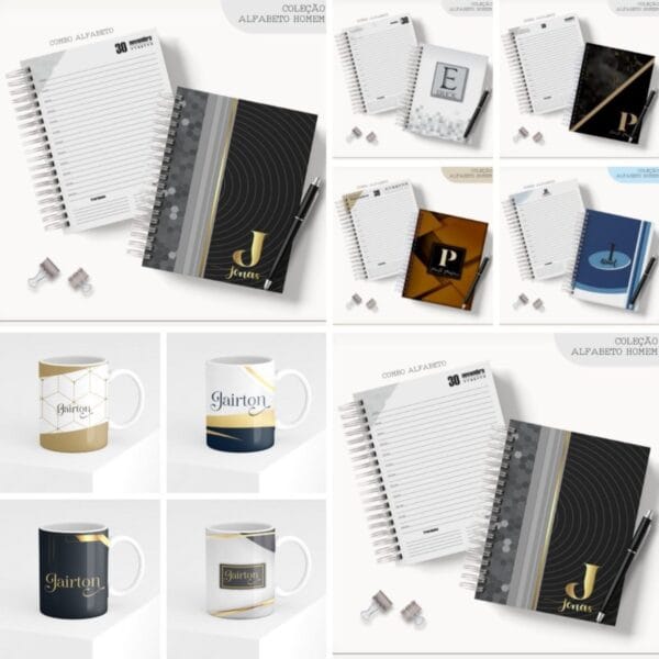 Combo Agendas Alfabeto Masculinas - Arquivo Digital