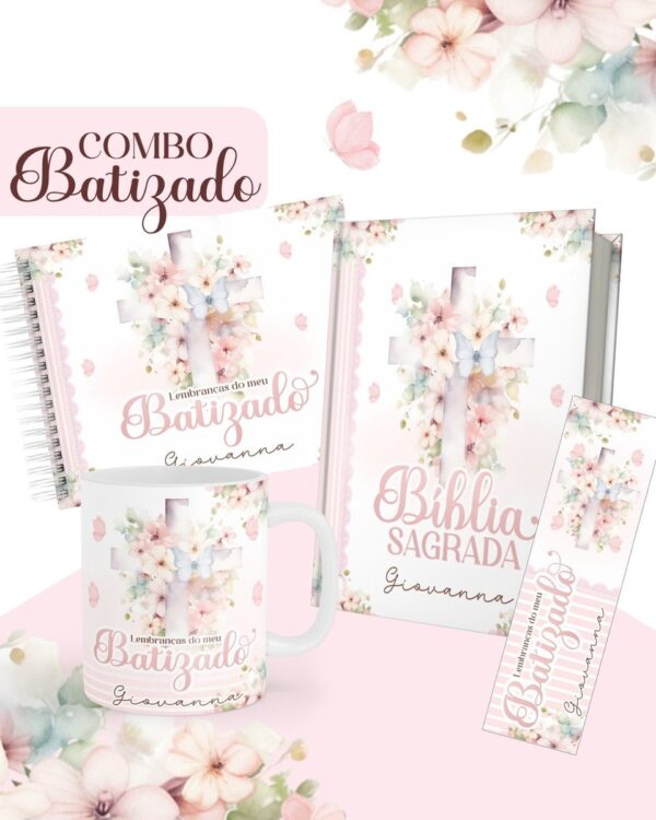 Combo Batizado Rosa - Encadernação