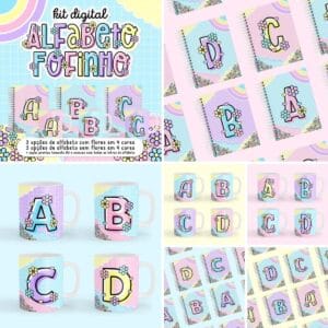 Combo Digital Alfabeto Fofinho Ilustrações Artes Fofas Png