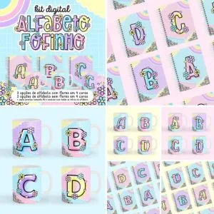 Combo Digital Alfabeto Fofinho Ilustrações Artes Fofas Png