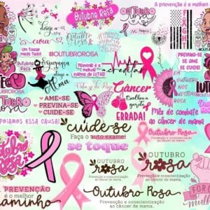 Combo Frases Outubro Rosa Mulher Motivacional Cuidado Png