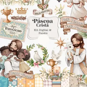 Conjunto Aquarela Páscoa Cristã - PNG para Sublimação