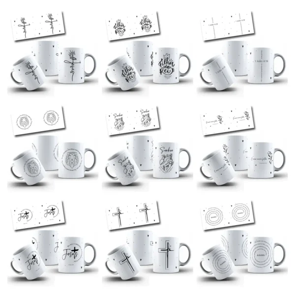 Conjunto De Artes Digitais Caneca Com Versiculos 2