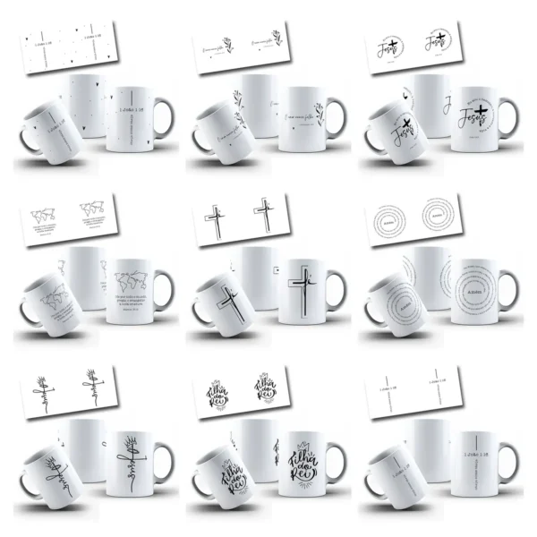 Conjunto De Artes Digitais Caneca Com Versiculos 3