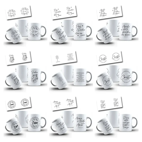 Conjunto De Artes Digitais Caneca Com Versiculos 5