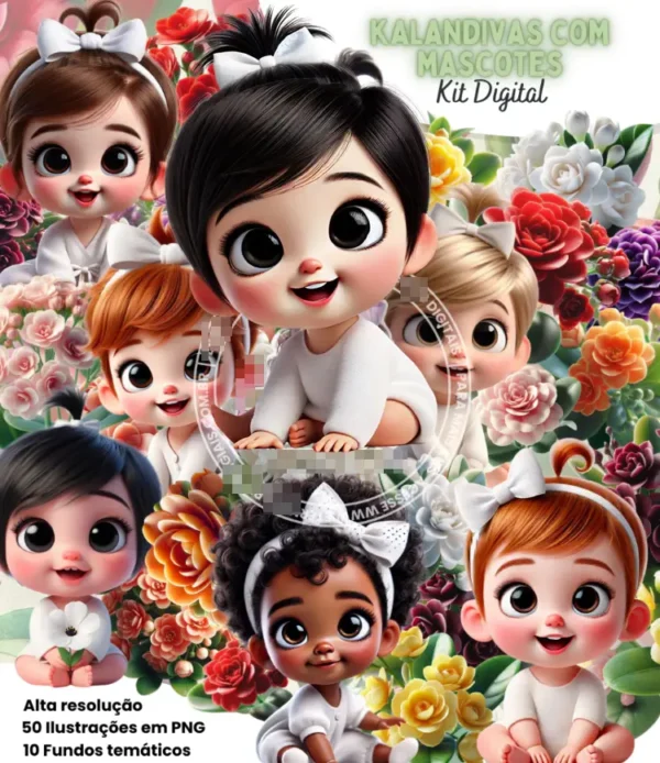 Creativos PNGs de Flores Calandivas com Mascotes para Design
