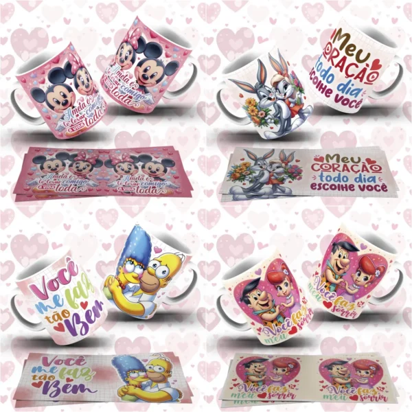 Criações Temáticas de Amor para Canecas - Arquivos JPG