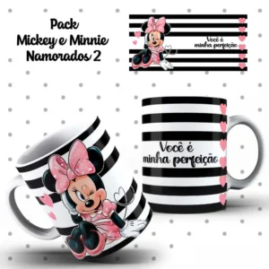 Designs Exclusivos de Mickey e Minnie p/ Canecas Românticas