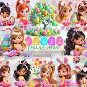 Designs Mascotinhos Pascoa Meninas Arquivos Digitais Png