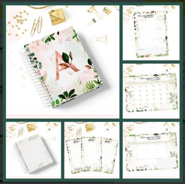 Kit Planner Alfabeto Floral Verde Escuro - Arquivo Digital