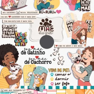 Dia das Mães e Pets: Kit Digital Criativo em PNG