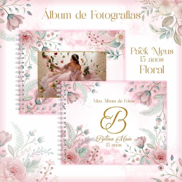 Encadernação 15 Anos Debutante Floral - Arquivo Digital