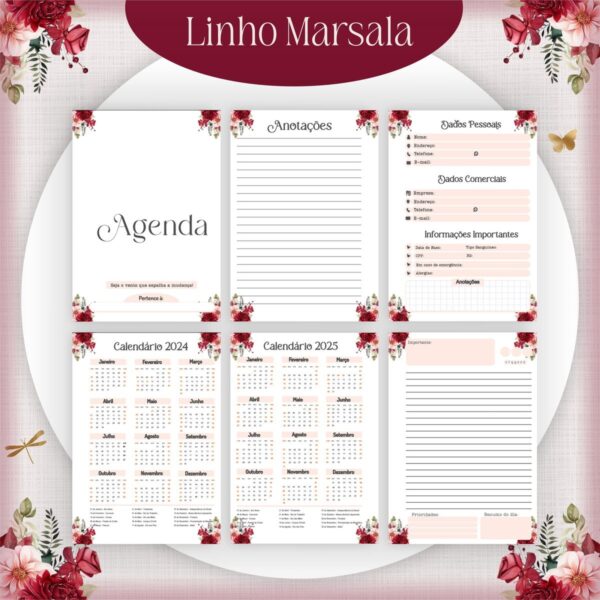 Encadernação 2024 Linho Marsala - Arquivo Digital,