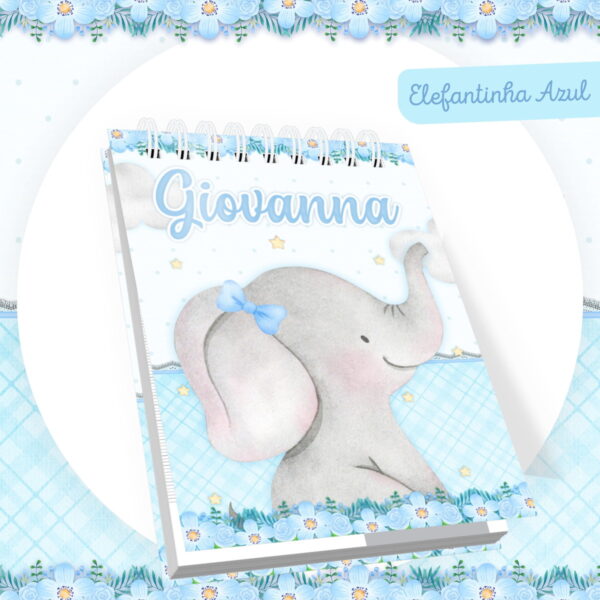 Encadernação Baby Elefantinha Azul - Arquivo Digital - Imagem 2