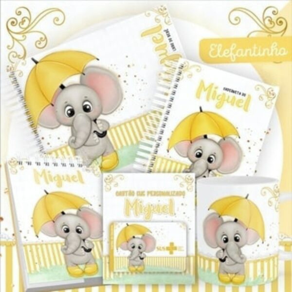 Encadernação Bebê Elefantinho Amarelo - Arquivo Digital