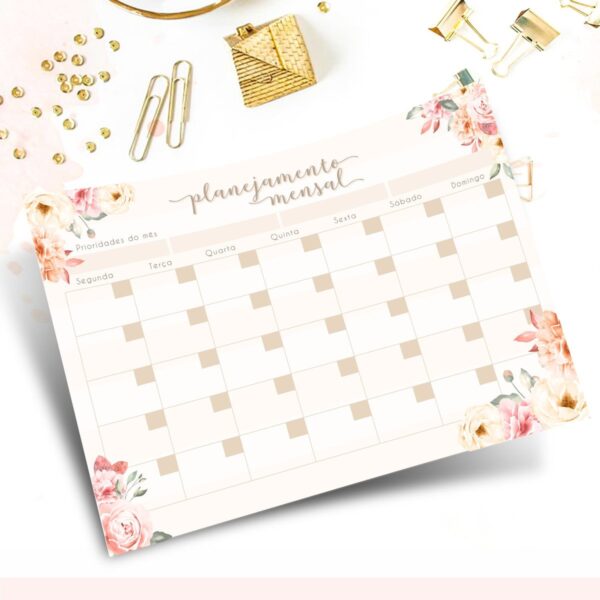 Encadernação Digital Desk Planner Floral - Imagem 2