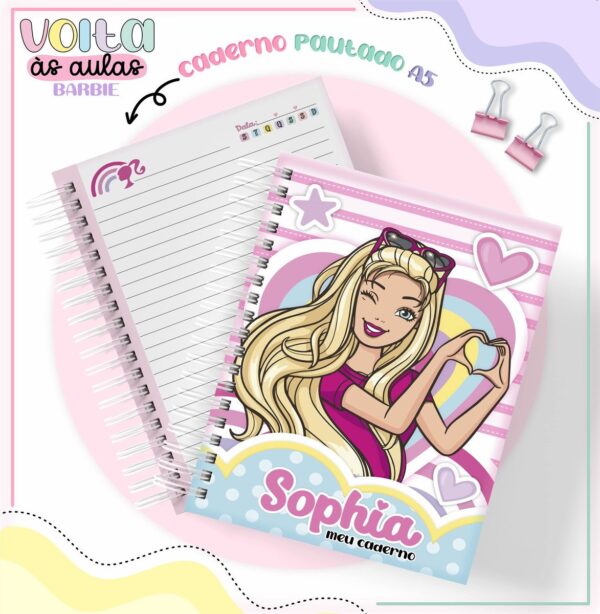 Encadernação Escolar Barbie - Arquivo Digital