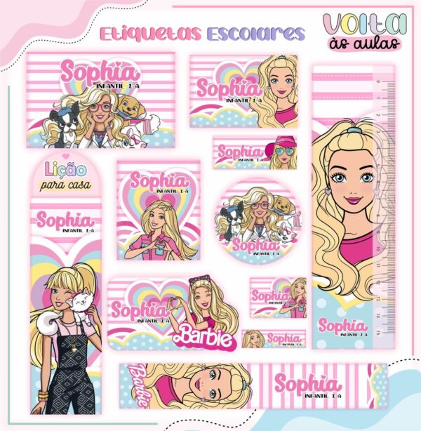 Encadernação Escolar Barbie - Arquivo Digital