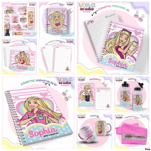 Encadernação Escolar Barbie - Arquivo Digital