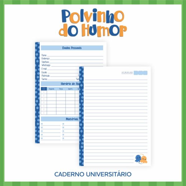 Encadernação Escolar Polvo do Humor Menino - Arquivo Digital - Imagem 4