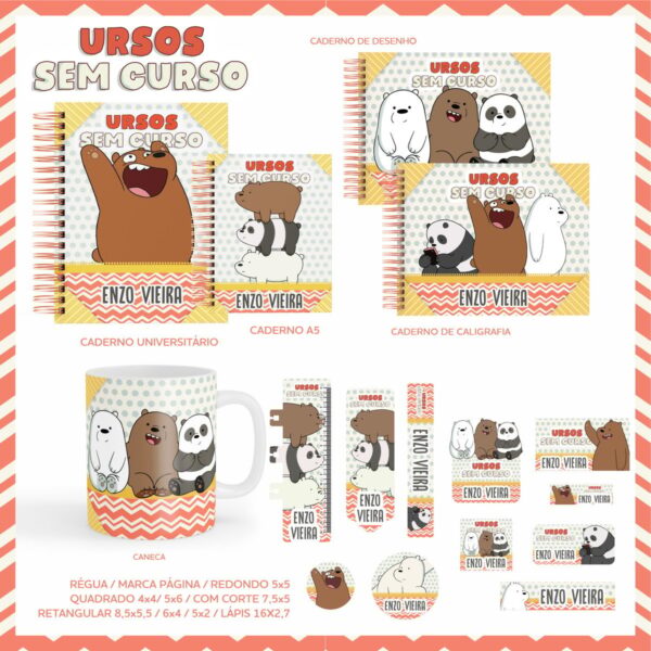 Encadernação Escolar Urso sem Curso -Arquivo Digital