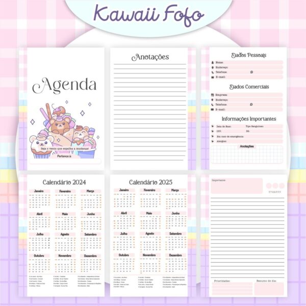 Encadernação Kawaii Fofo - Arquivo Digital