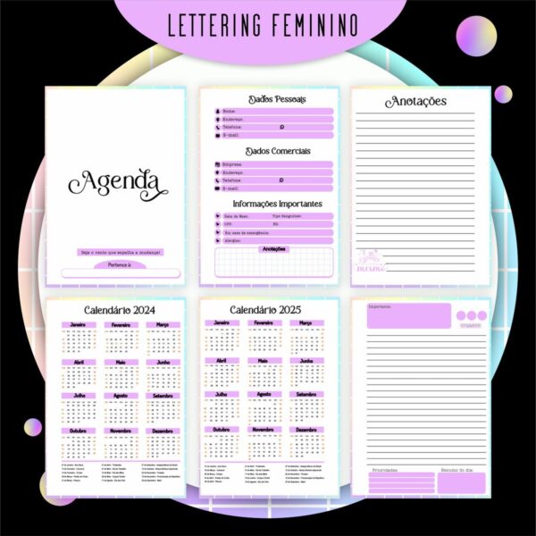 Encadernação Lettering Feminina - Arquivo Digital