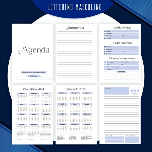Encadernação Lettering Masculino - Arquivo Digital