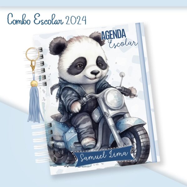 Escolar Menino Panda Moto - Arquivo Digital