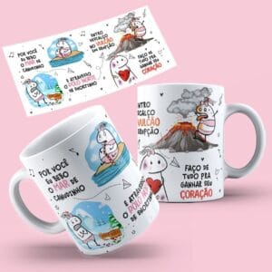 Estampa Caneca Canudinho Flork Namorados Por Você Eu Bebo