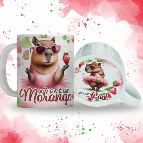 Estampa Caneca Capivara A Vida é um Morango Atolado no Cool