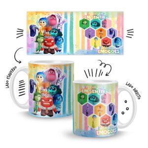 Estampa Caneca Divertida Mente para Suiblimação Emoções