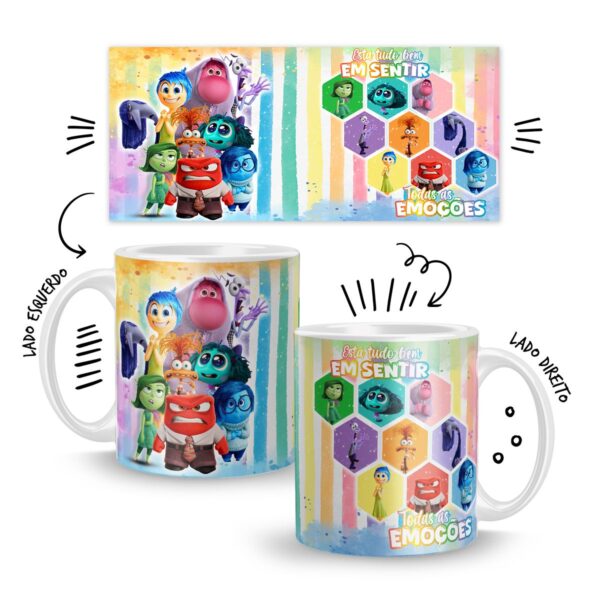 Estampa Caneca Divertida Mente para Suiblimação Emoções