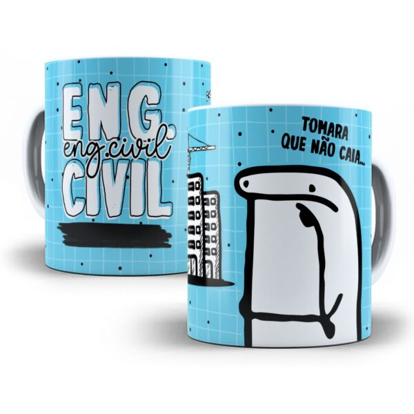 Estampa Caneca Engenharia Civil Flork Profissões Sublimação