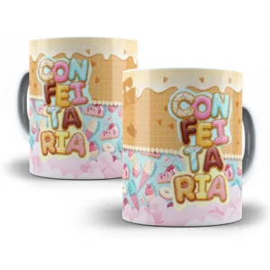 Estampa Caneca Ilustrada Com Elementos de Confeitaria