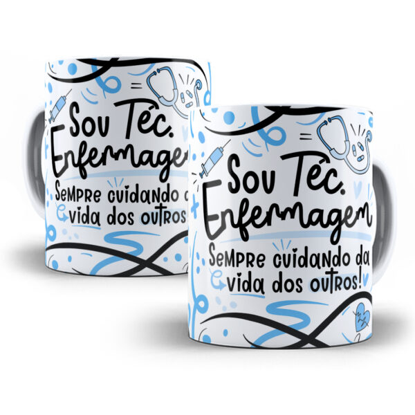 Estampa Sublimação Caneca Téc. Enfermagem Flork Profissões