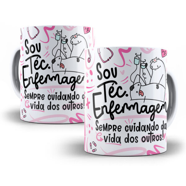 Estampa Sublimação Caneca Téc. Enfermagem Flork Profissões