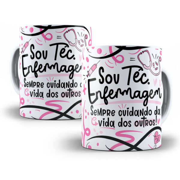 Estampa Sublimação Caneca Téc. Enfermagem Flork Profissões